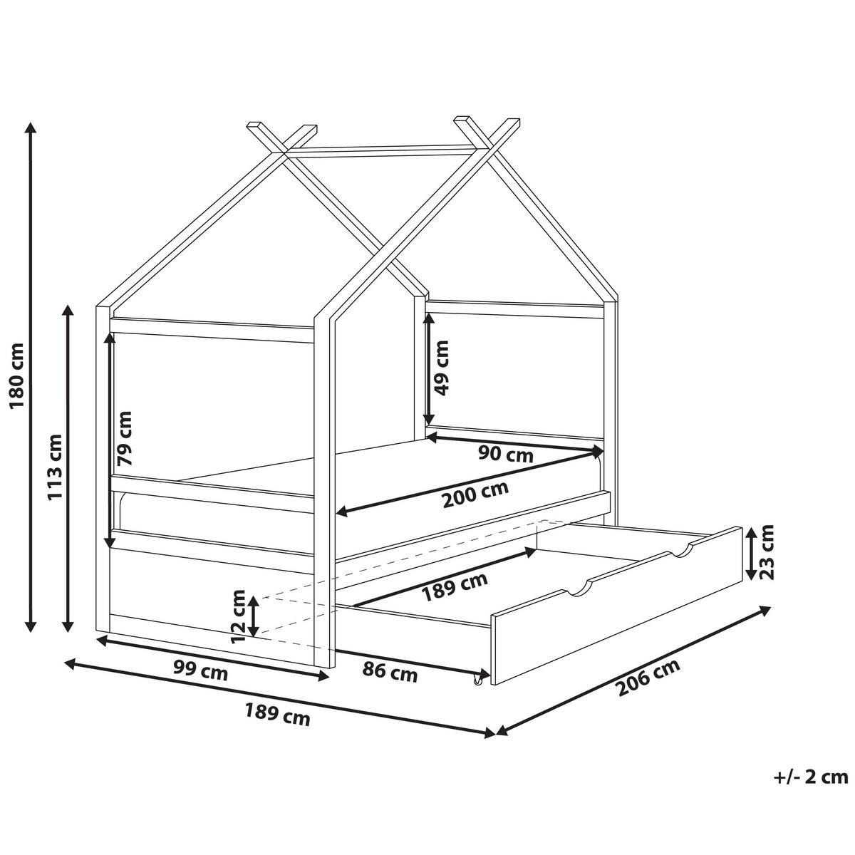 KINDERBETT 90x200 cm Grau Orgeval - Grau, Holz (90/200cm) - Beliani