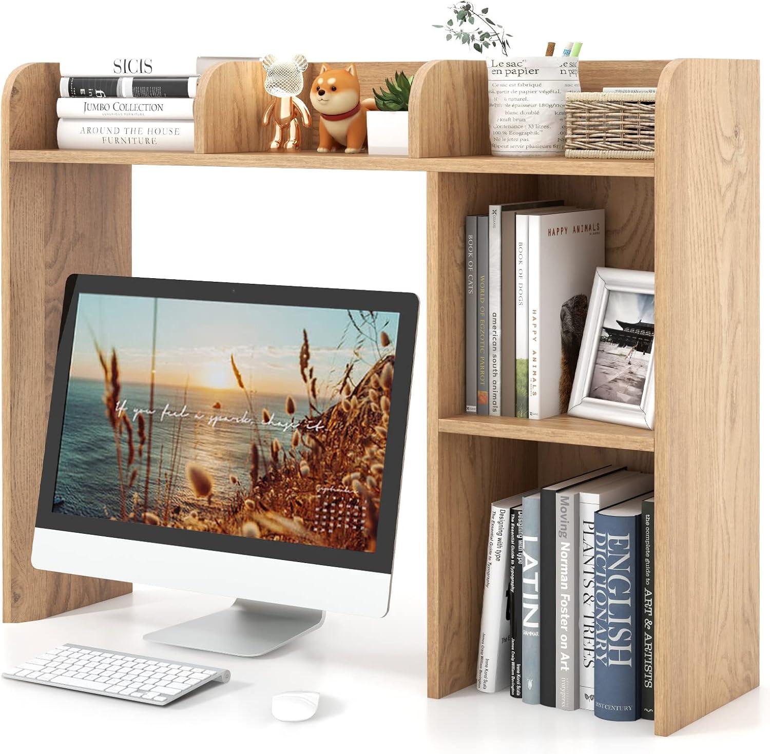 SCHREIBTISCHREGAL Tischregal Holz - Apfelbaumfarben, Holz (25/94/74cm) - COSTWAY