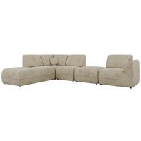 ECKSOFA NOARA 6M L Beige Velvet - Links - Beige/Schwarz, Kunststoff/Textil (244/355cm) - MKS