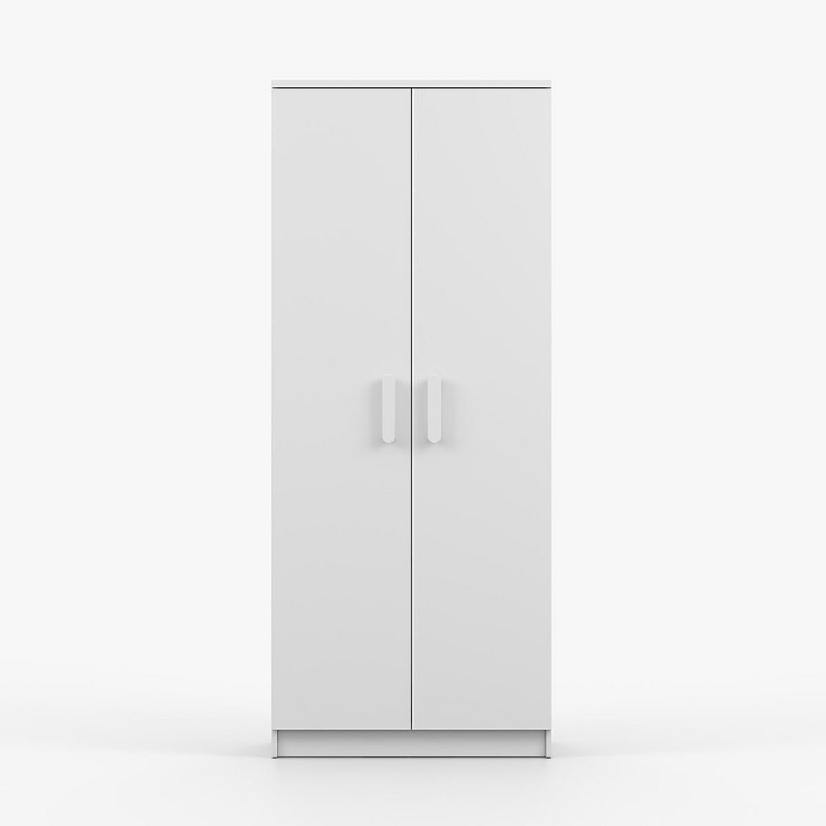 DREHTÜRENSCHRANK 80/192/50 cm 2-türig Jonas I 06 Weiß /Weiß + weiße Griffe - Weiß, Holzwerkstoff (80/192/50cm) - imoebel24