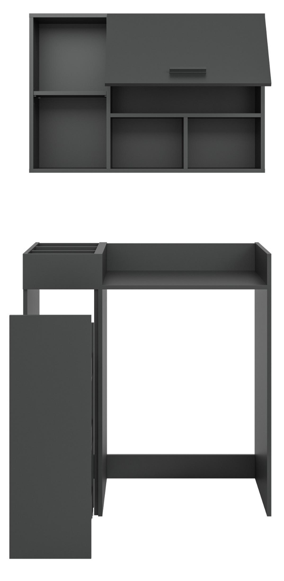 WASCHMASCHINENSCHRANK grau Set 3-teilig 95 x 195 cm, Waschmaschinenumbau mit Stauraum - Schwarz/Grau, Holzwerkstoff/Kunststoff (95/195/60cm) - Inn.Furn