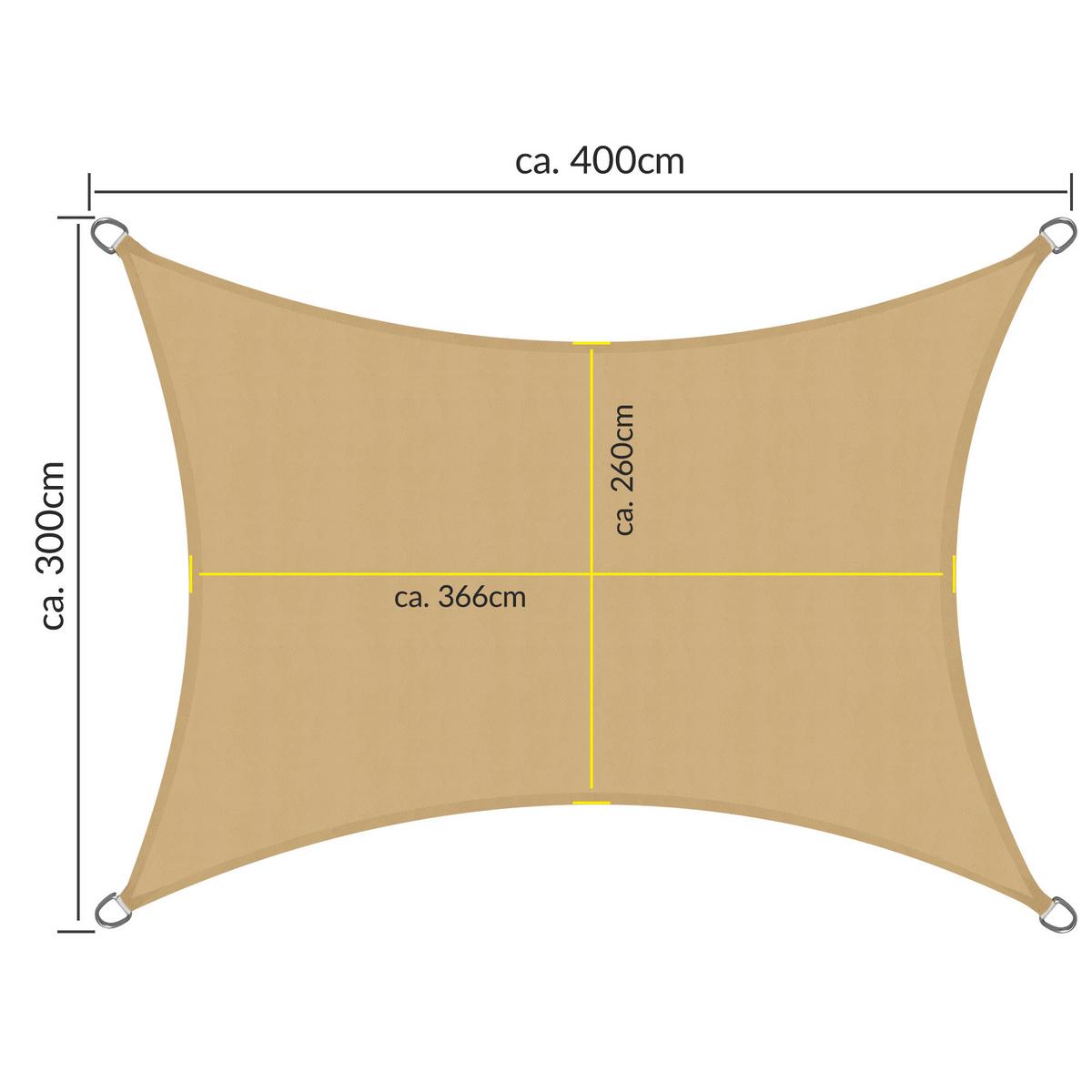 SONNENSEGEL SolVision PS9 300/400 cm rechteckig Sand PE - Sandfarben, Kunststoff (400/300cm) - Sol Royal