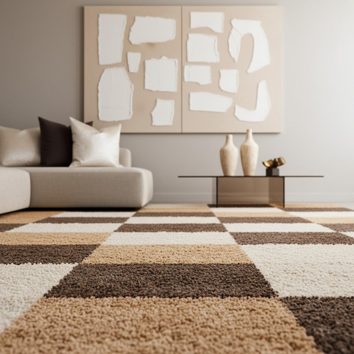 TEPPICH Hochflor RHEIN in Mokka, kariert, 120 x 170 cm - Braun, Textil (170/120cm) - KADIMA DESIGN