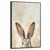 LEINWAND Bilder mit Rahmen - Hase - Ohren - Braun - 60x90 - Beige, Textil (60/90cm) - MuchoWow