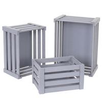 HOLZKISTE 3ER-SET Grau 3er-Set-Set - Grau, Holz (30/41/21cm) - MCW