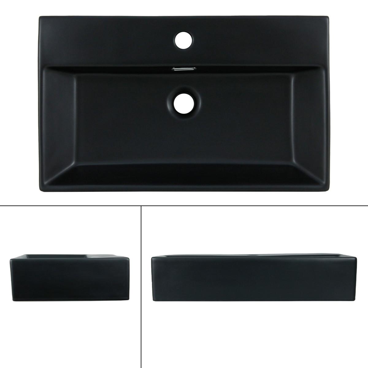 WASCHBECKEN - Schwarz, Keramik (36.5/13/60.5cm) - ML-DESIGN