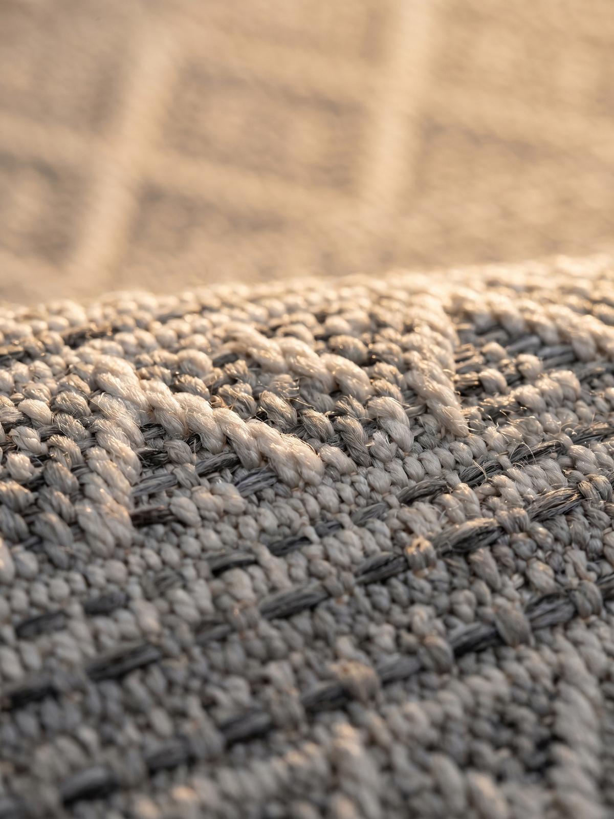 TEPPICH Outdoor VENTOUX in Grau, im Ethno-Stil, Ø 120 cm - Grau, Textil (120/120cm) - KADIMA DESIGN