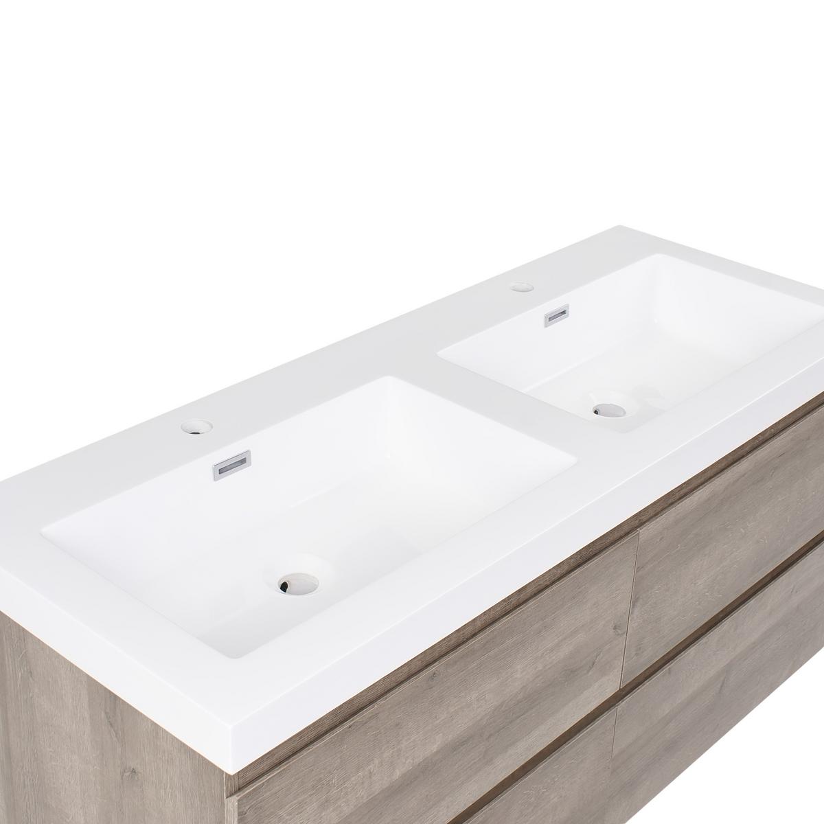 WASCHBECKENUNTERSCHRANK wandmontiertk mit Doppelwaschbecken Taupe Viedma - Taupe, Holzwerkstoff (120/52/46cm) - Beliani