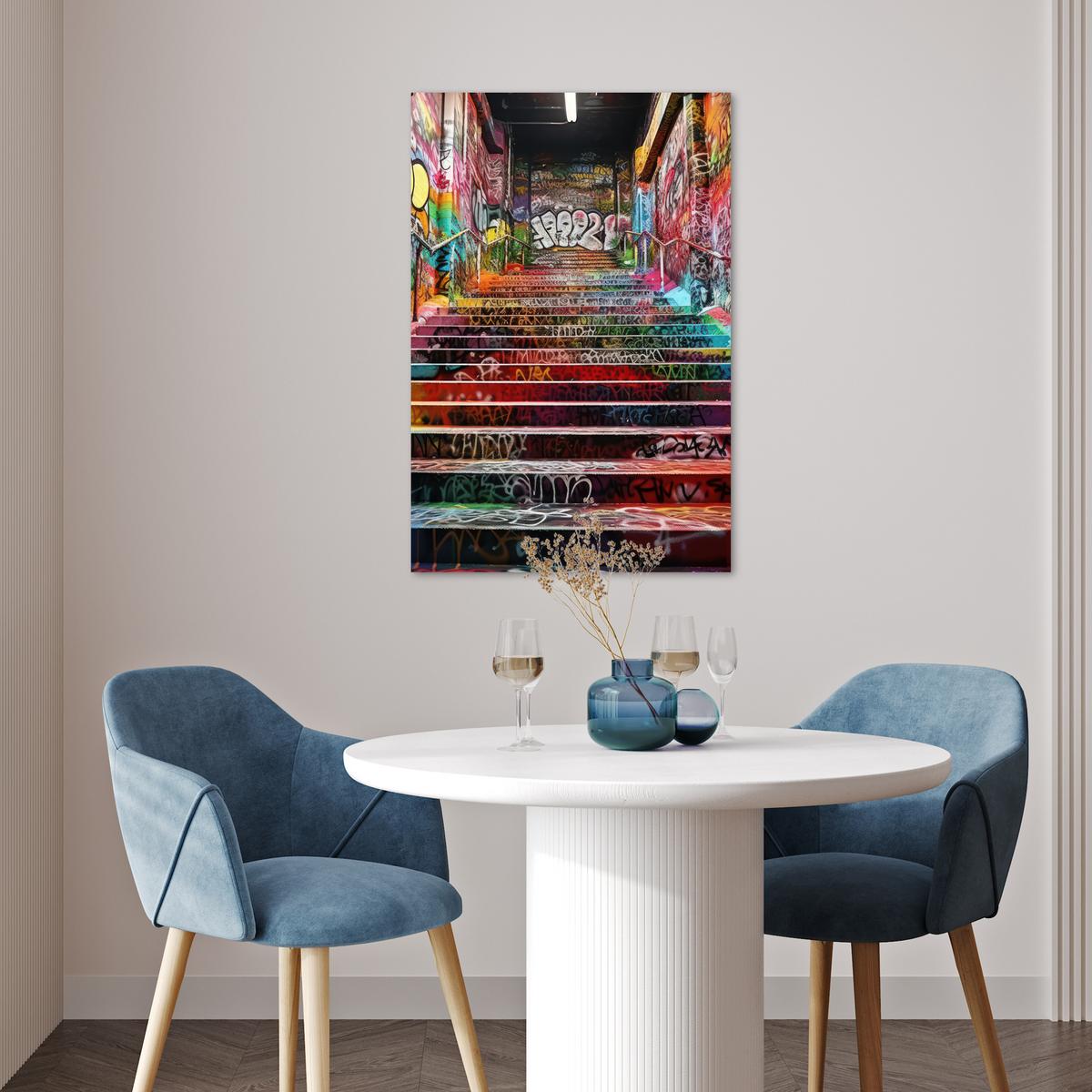 POSTER Treppe - Graffiti - Farben - Kunst Wanddeko 40x60 cm - Multicolor, Papier (40/60/0.1cm) - MuchoWow