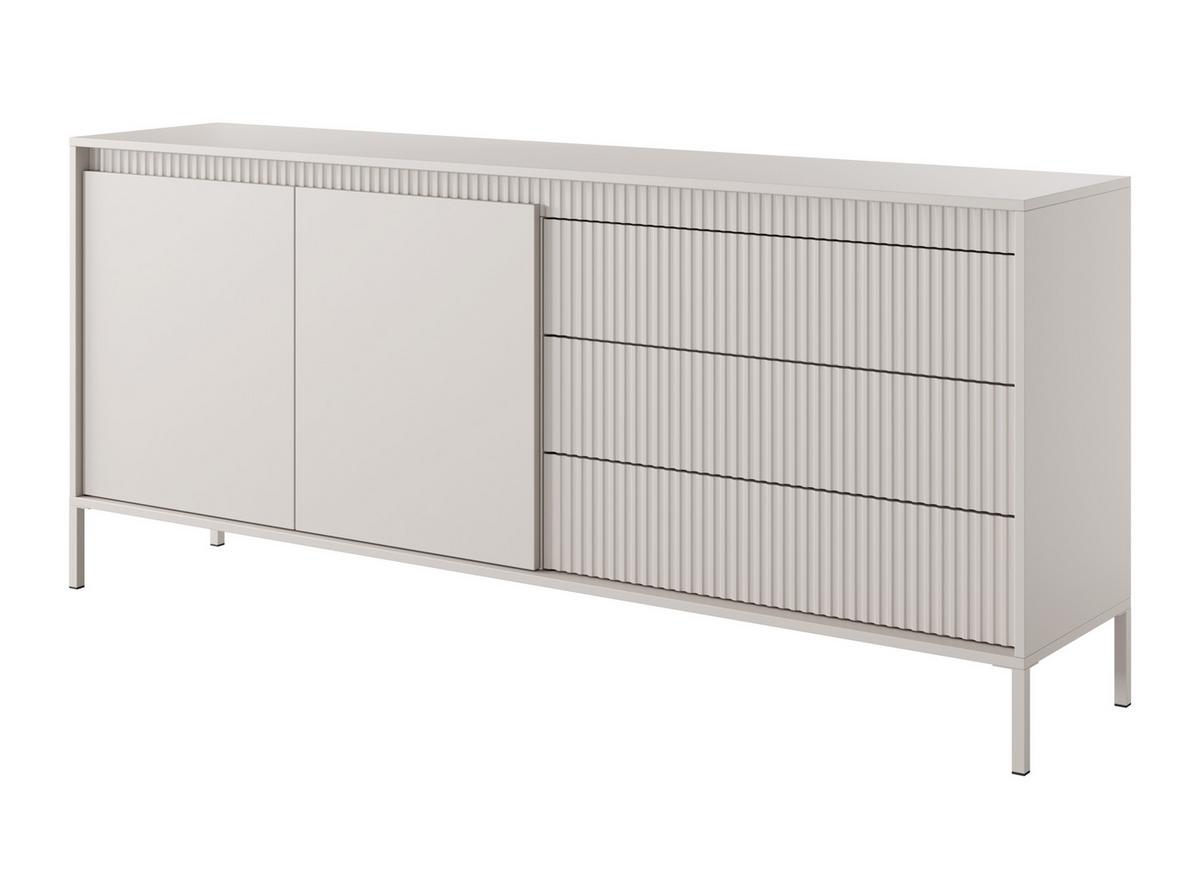 SIDEBOARD Trentinis 2T 3S Beige 187,1/41,4/39,5 cm – Geriffelten Fronten - Beige, Holzwerkstoff/Metall (187.1/41.4/39.5cm) - AX Living