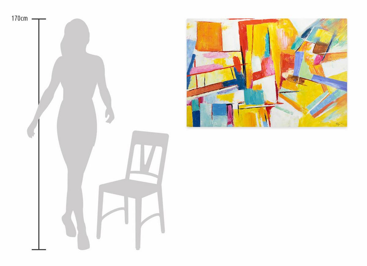 ACRYLBILD HANDGEMALT 120/80 cm - Blau/Gelb, Holz/Textil (120/80cm) - KUNSTLOFT