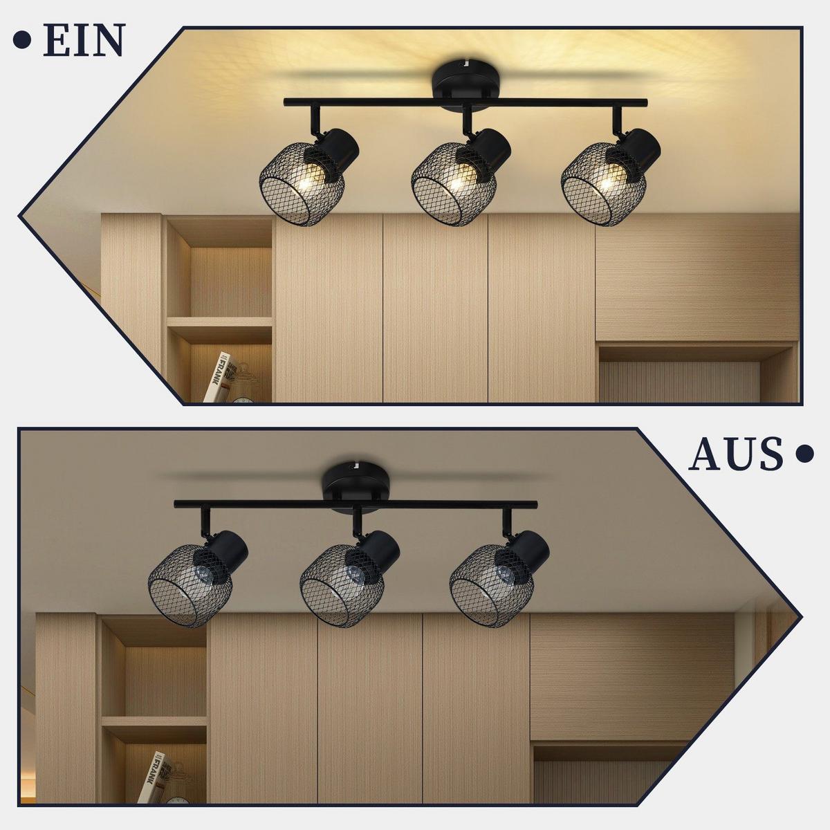 DECKENLEUCHTE Lydia 3-flammig 50/15/21 cm - Schwarz, Metall (50/15/21cm) - Nettlife