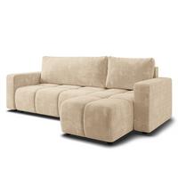 ECKSOFA RAMIL Creme Chenille mit Schlaffunktion - Creme, Holz (240/149cm) - MASSENO