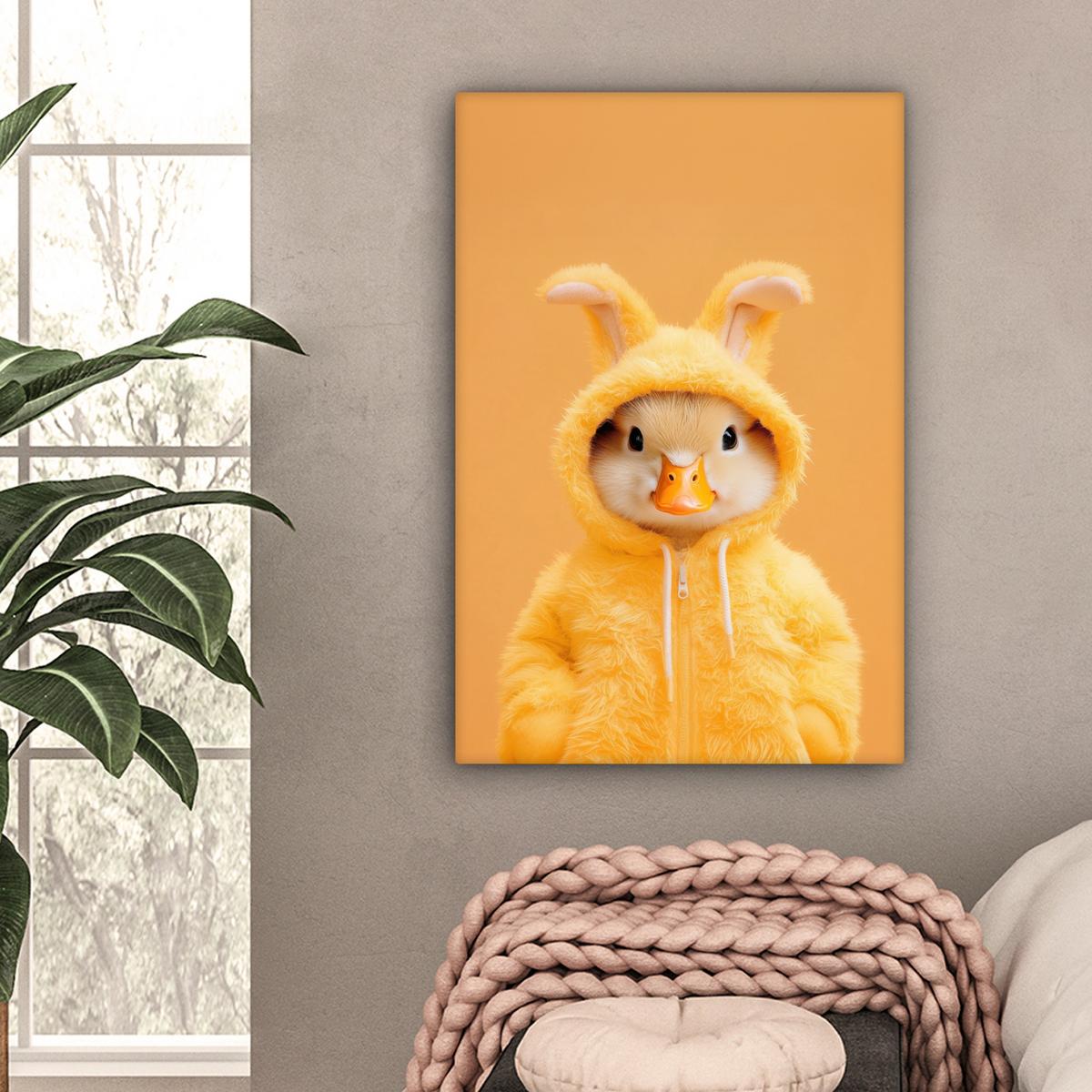 LEINWANDBILD Osterhase - Kostüm - Ente Wanddeko 40x60 cm - Gelb, Textil (40/60cm) - MuchoWow