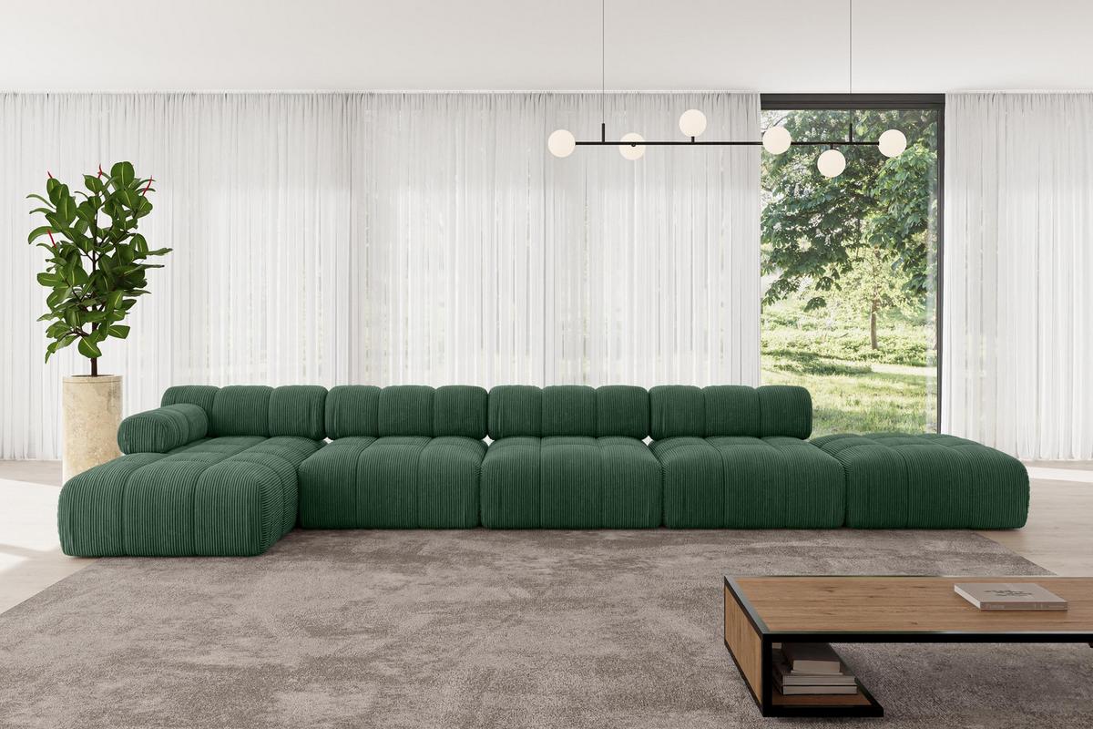 ECKSOFA modulares Sofa Lizur-L3 - 475x160x70 cm Grün Cord - Grün, Holzwerkstoff/Textil (475/160cm) - ALTDECOR