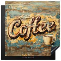 HERDABDECKPLATTE Kaffee - Vintage - Braun - Tasse Induktionsmatte 78x78 cm - Teakfarben, Kunststoff (78/78/0.2cm) - MuchoWow