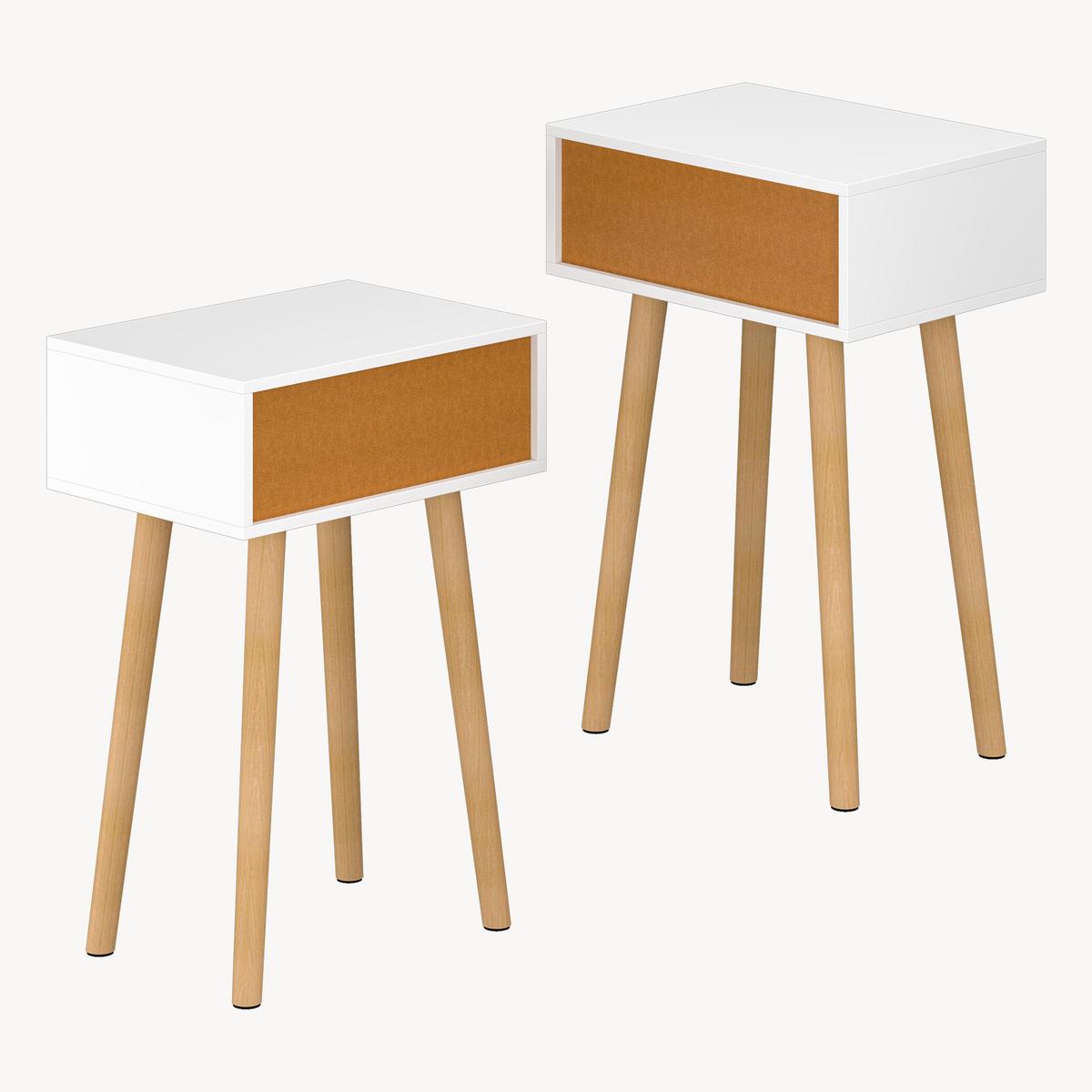 BEISTELLTISCH-SET 2 TLG. Östersund - Eichefarben/Weiß, Holz/Holzwerkstoff (29.5/40/60cm) - [en.casa]