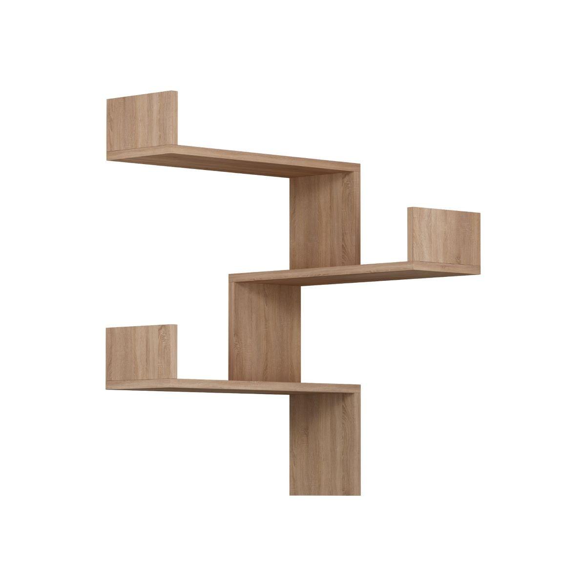 ECKREGAL mit 3 Regalen H90 cm - Luska - Eichefarben, Holzwerkstoff (60/90/14cm) - Calicosy