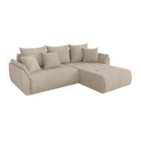 ECKSOFA mit Schlaffunktion Ottomane Rechts TOKO-L 277x194x86 Beige Velours - Schwarz/Sahara, Holzwerkstoff/Kunststoff (277/194cm) - ALTDECOR