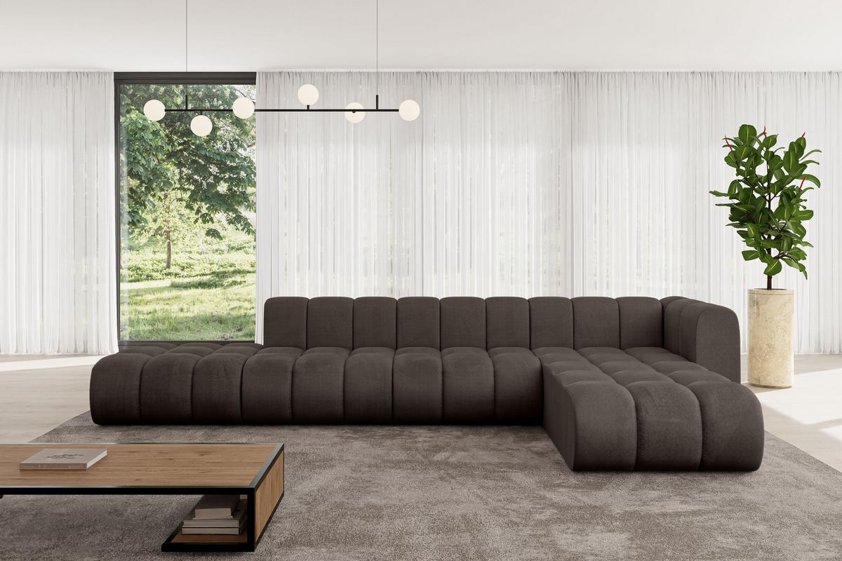 ECKSOFA modulares Sofa Zuvon-L2 - 387x177x70 cm Braun - Braun, Holzwerkstoff/Textil (387/177cm) - ALTDECOR