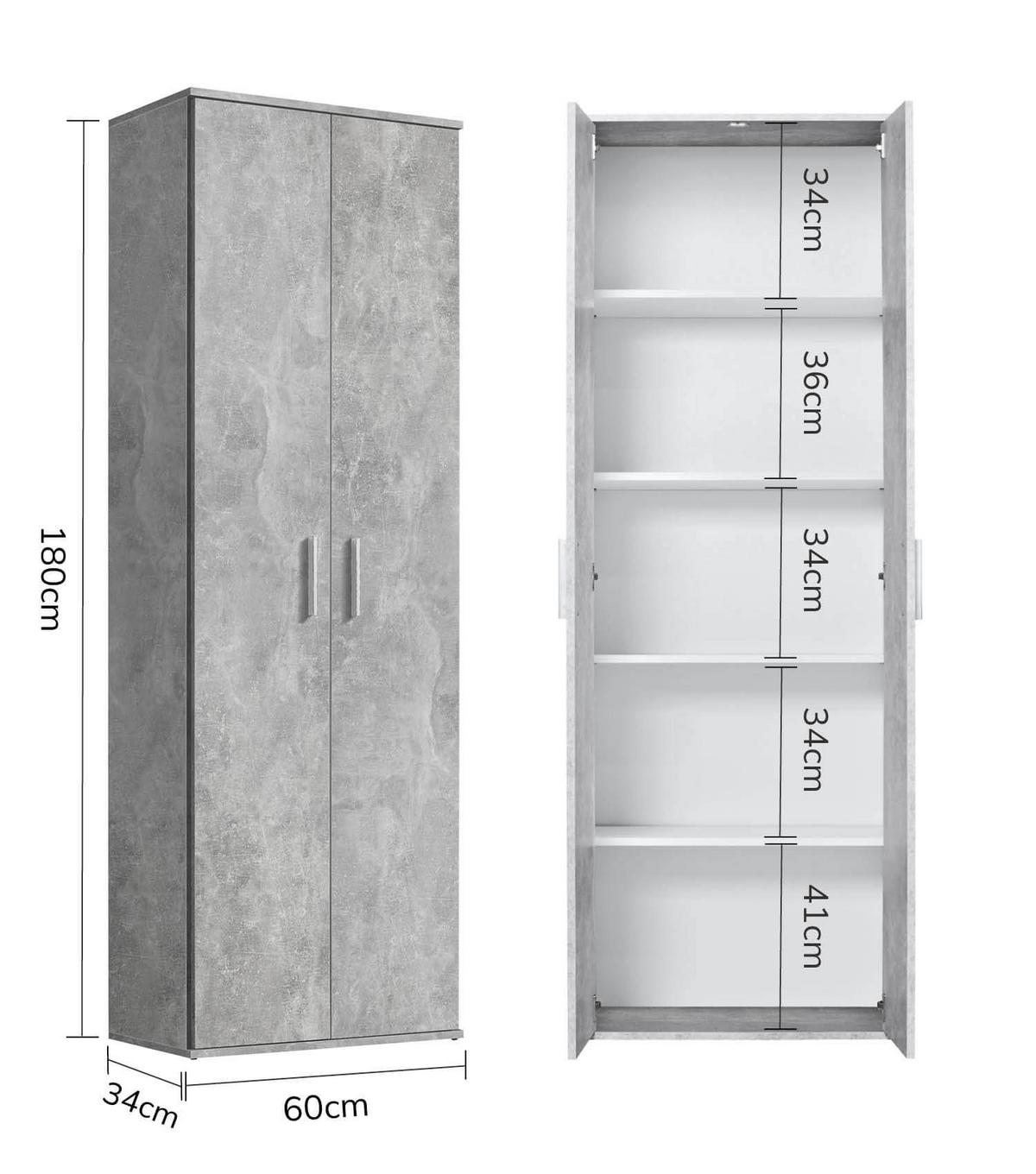 MEHRZWECKSCHRANK Der Lange - Weiß/Grau, Holzwerkstoff (60/180/34cm) - Mokebo