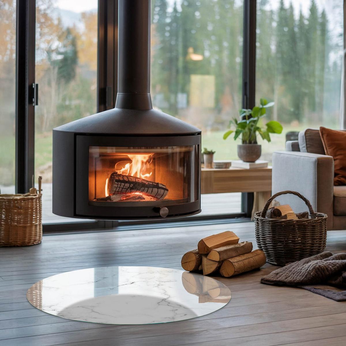 GLASPLATTE für Kamin Ø 80 cm - Weiß, Glas (80/80/0.4cm) - TULUP