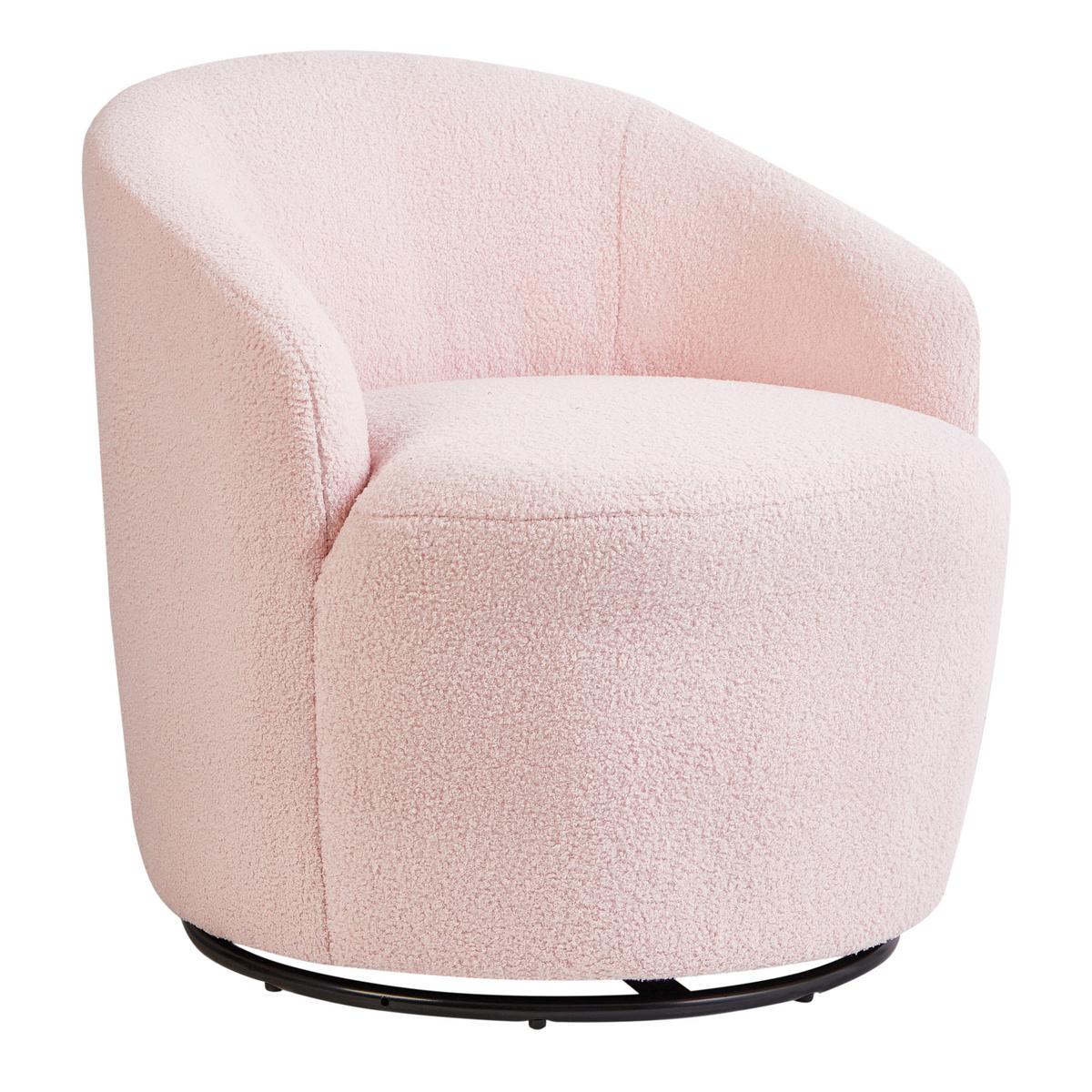 DREHSESSEL Pastellrosa Davik - Pink/Schwarz, Textil (62/67/63cm) - Beliani
