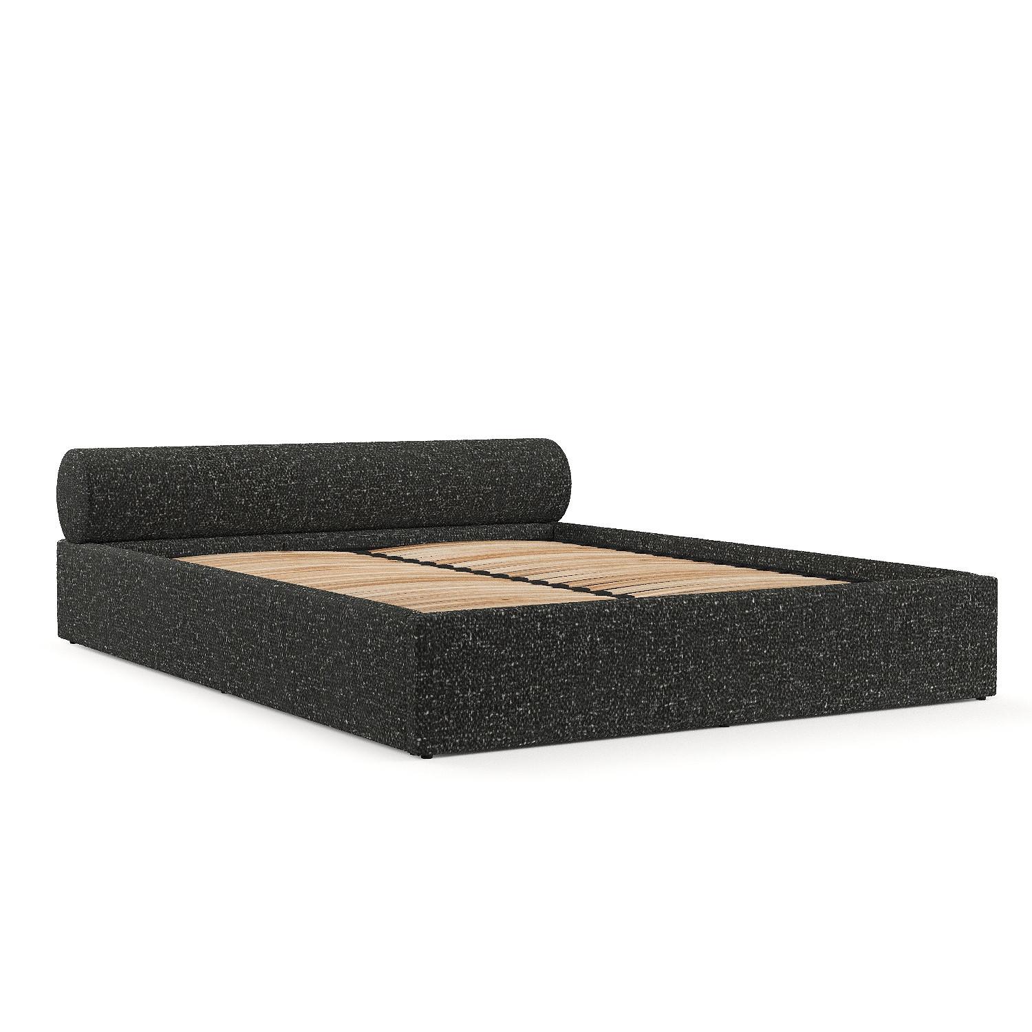POLSTERBETT Solvo mit Stauraum 140/200 cm Schwarz im Blur Stoff - Schwarz/Naturfarben, Holz/Holzwerkstoff (140/200cm) - AltaBeds