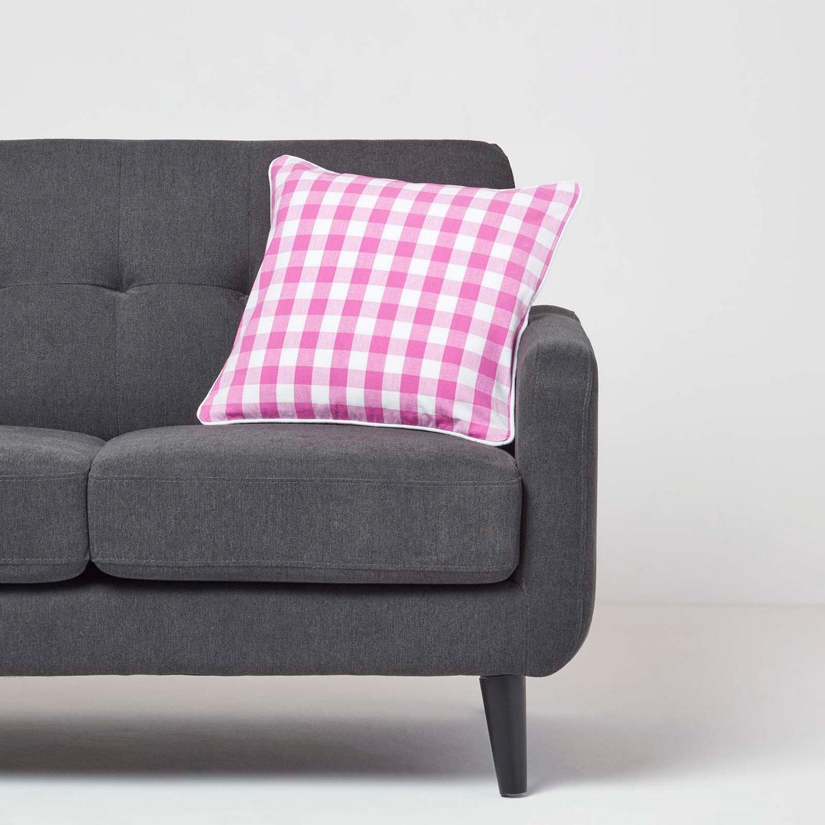 KISSENHÜLLE Karo-Muster 45/45 cm, 100% Baumwolle - Rosa, Textil (45/45cm) - Homescapes