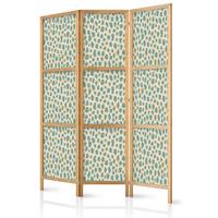 PARAVENT Japanischer 3-tlg 135x172 cm Buntes Tiermuster - Grün, Holz/Textil (135/172/3cm) - Muralo