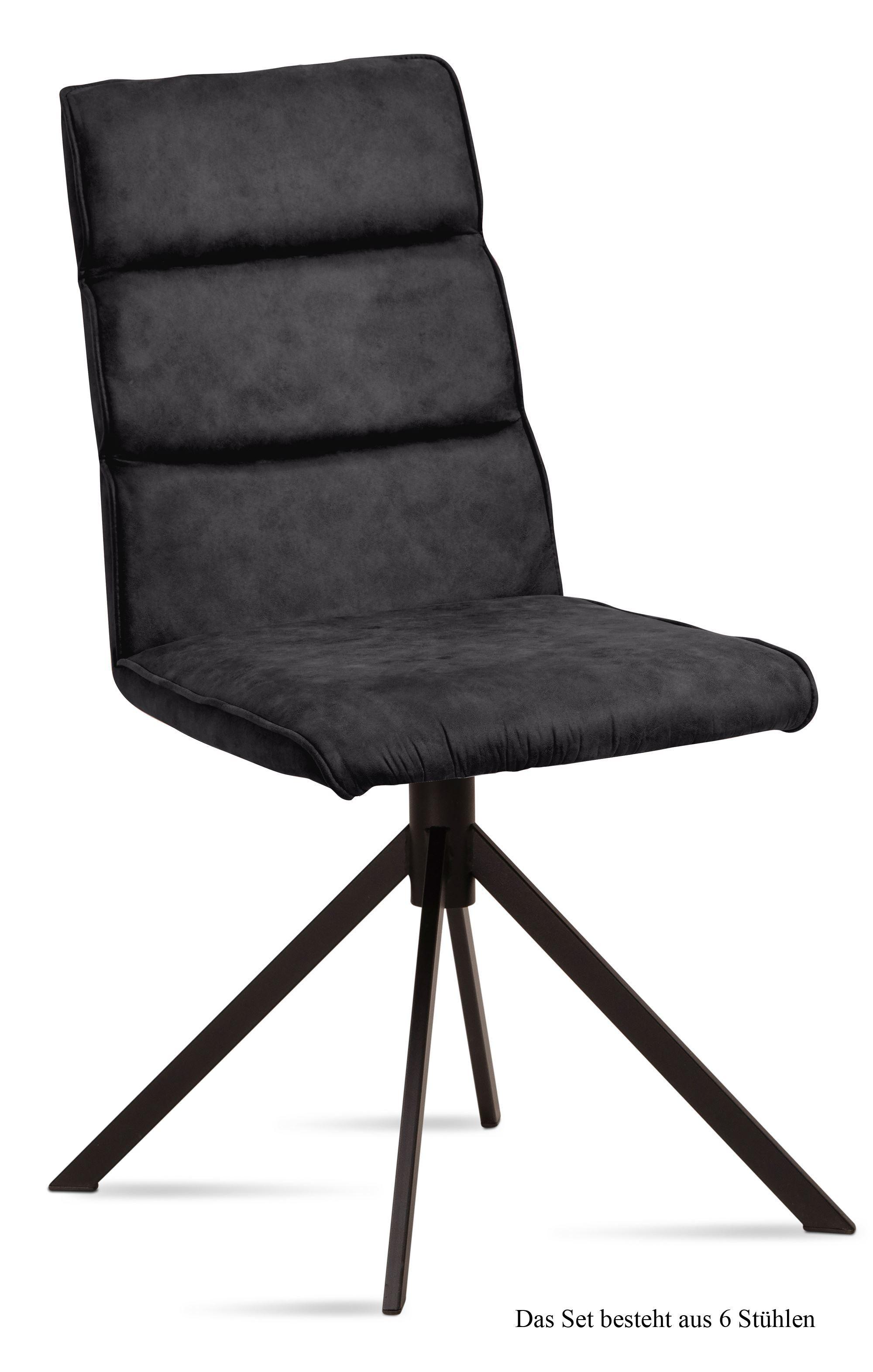 ESSZIMMERSTUHL (6er-Set) Drusy 47x92x60 Schwarz/Anthrazit - Anthrazit/Schwarz, Kunststoff (60/92/47cm) - 58aufmkessel