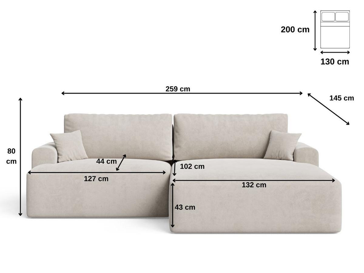 ECKSOFA Serene Beige Rechts - Beige, Holz/Textil (145/259cm) - Graingold