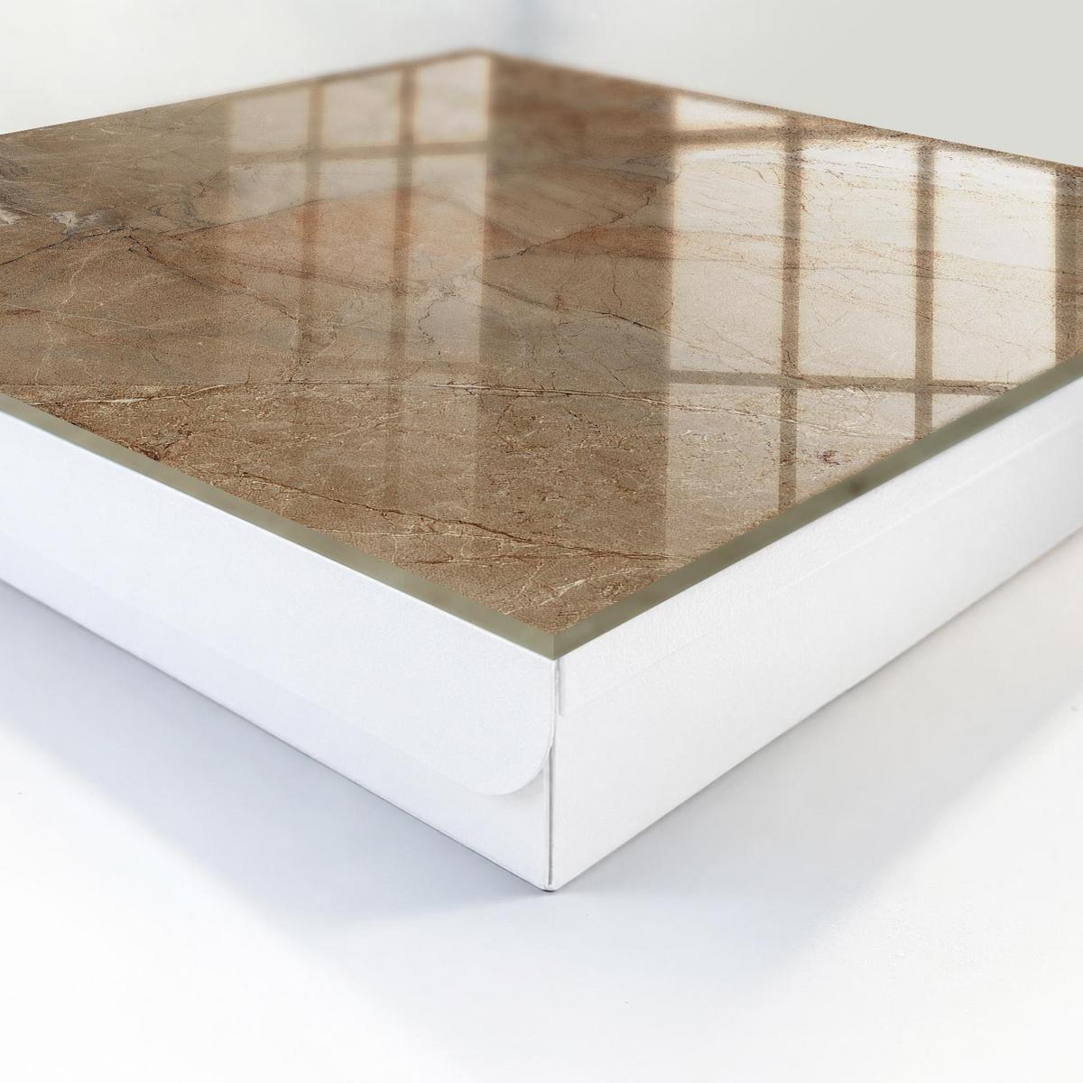 SCHLÜSSELBOX Weiß 30x30 cm – Türöffnung nach rechts - Steintextur - Hellbraun, Metall (30/30/5cm) - TULUP