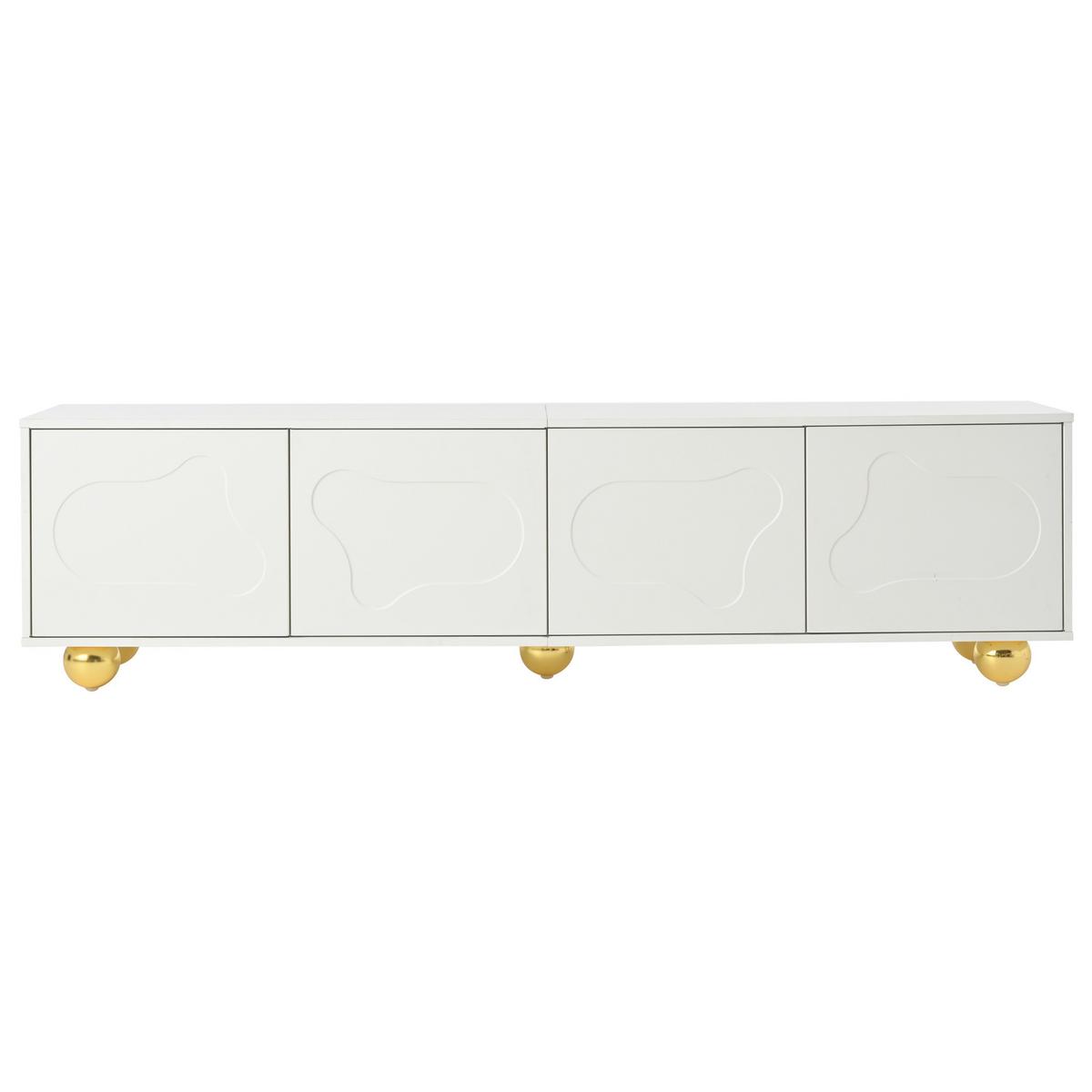 TV-LOWBOARD Lowboard Weiß Wolkenform 4 Türen für 75-Zoll TV 180cm - Weiß, Holzwerkstoff (180/45/40cm) - Urban Meuble