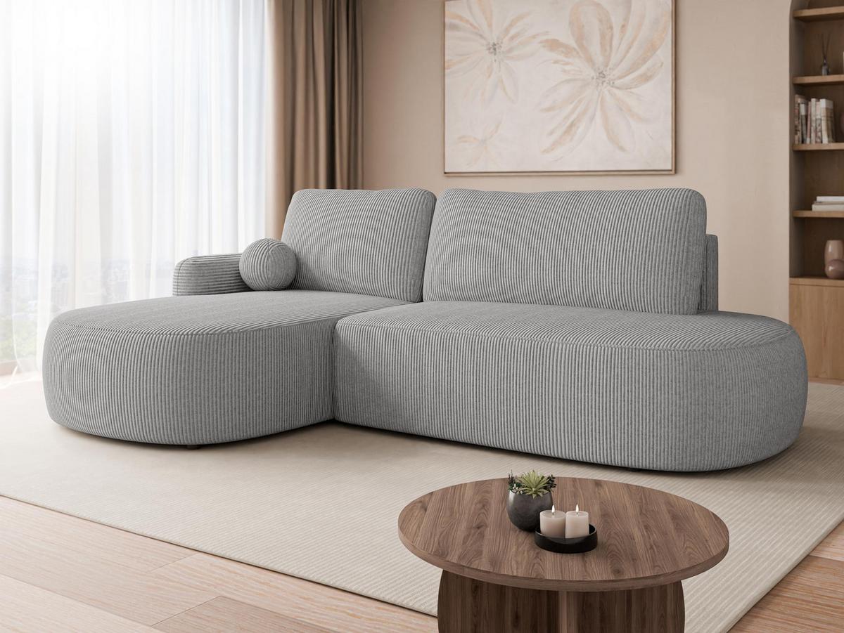 ECKSOFA Loridu O Cord, Seite: Links - Schwarz/Grau, Holz/Kunststoff (274/174cm) - MIRJAN24