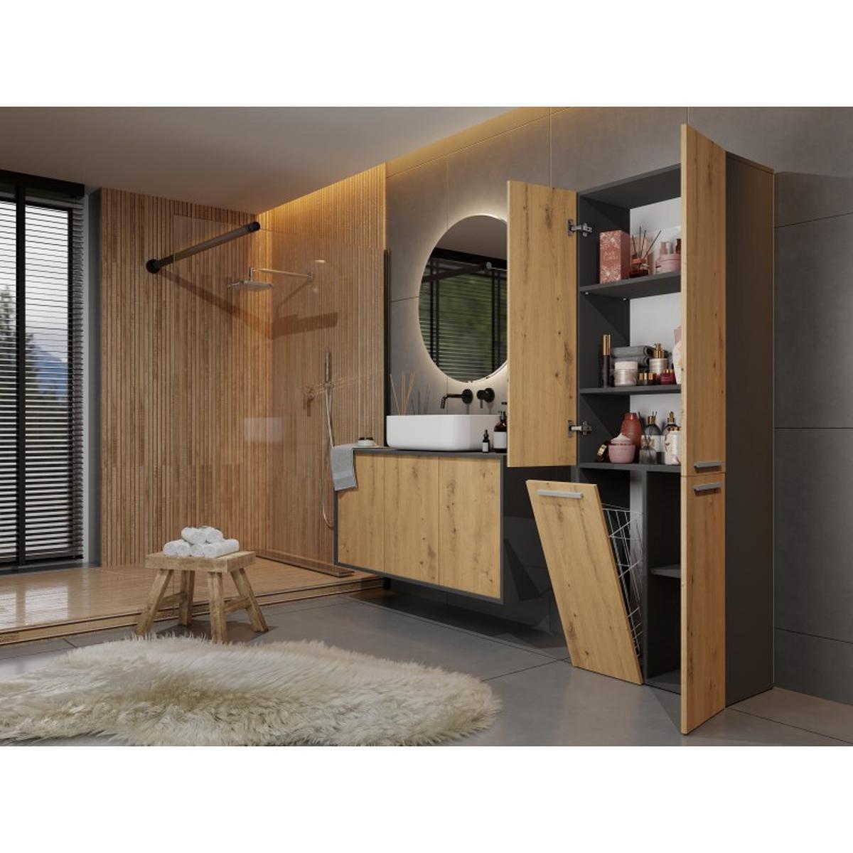 BADEZIMMERSCHRANK Anthrazit, Artisan 60/174/30 - Anthrazit, Holzwerkstoff (60/174/30cm) - RAUMHIRSCH FURNITURE