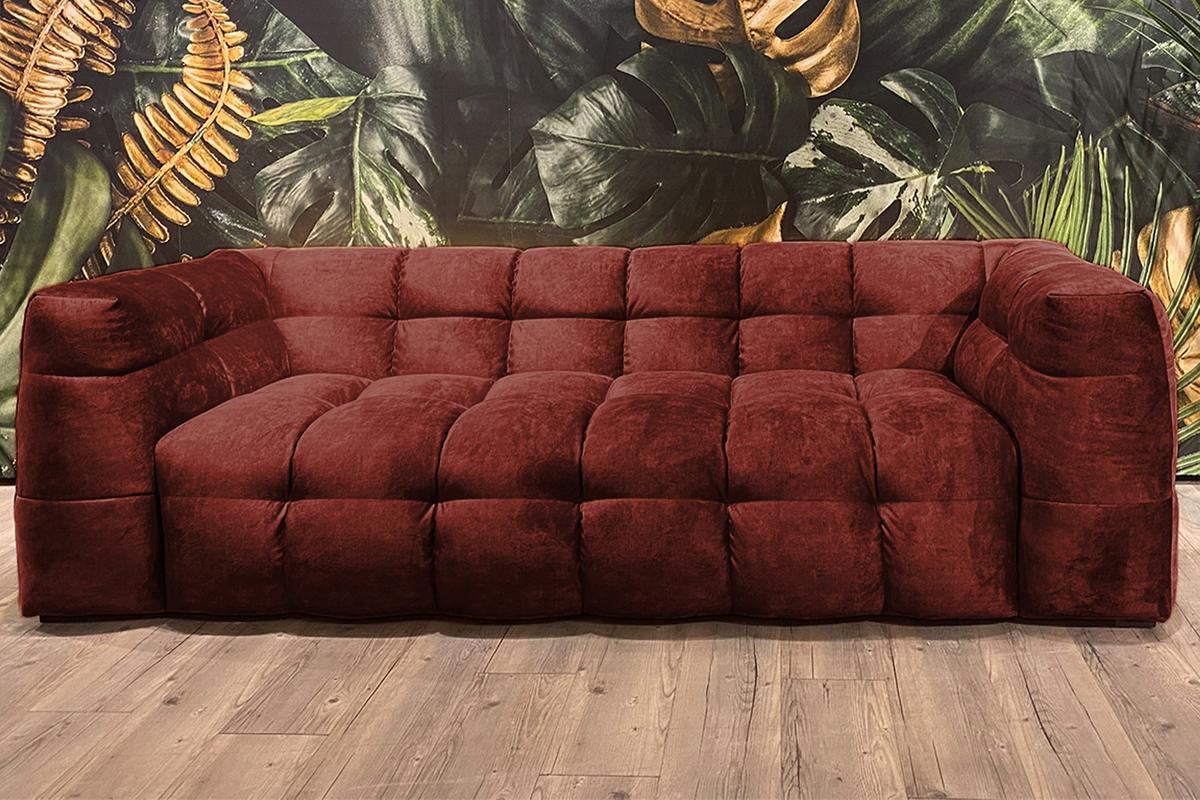 SOFA RIO Bordeaux Velvet - Bordeaux/Schwarz, Textil (282/68/105cm) - KAWOLA
