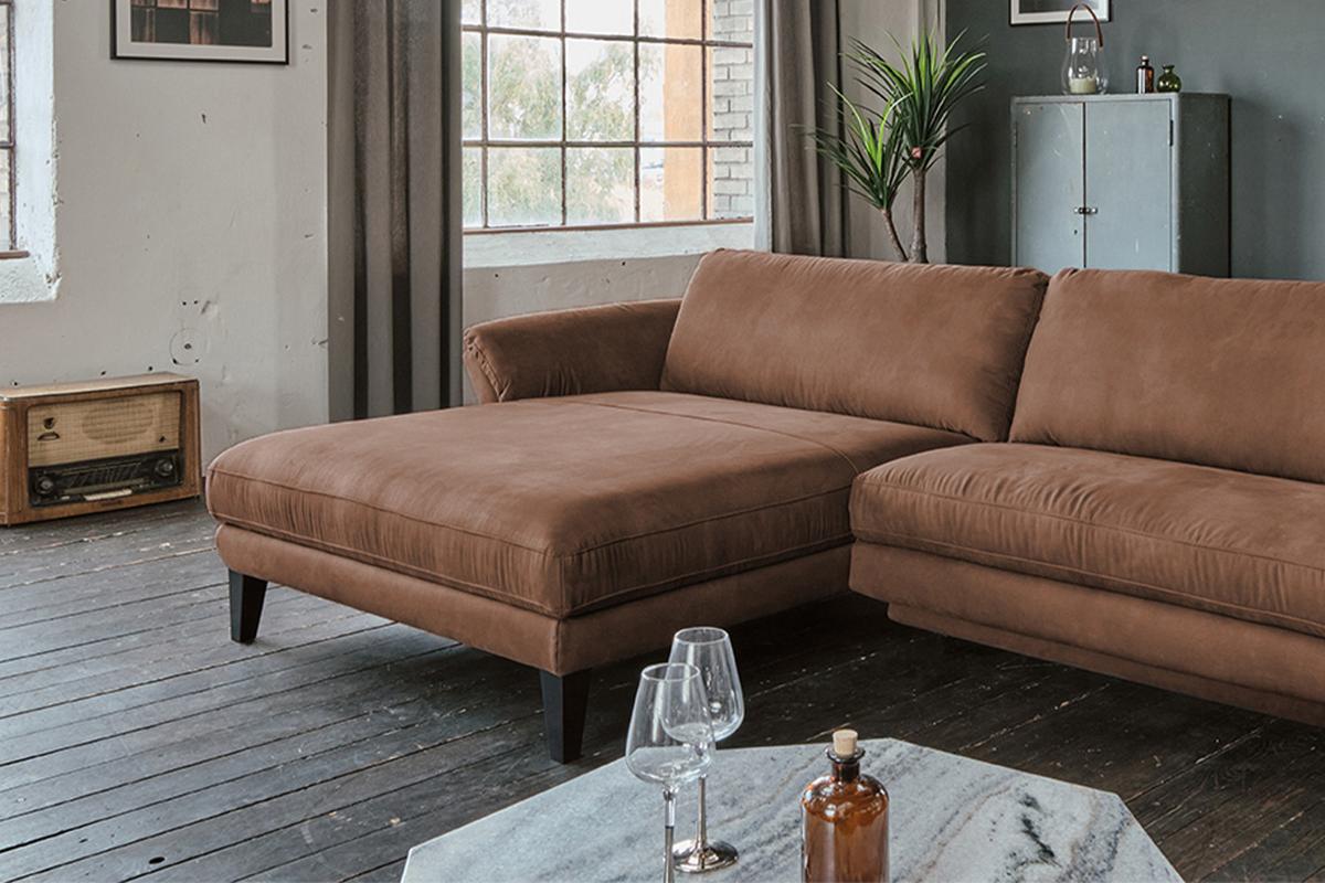 ECKSOFA MALTA Braun Webstoff - Schwarz/Braun, Buchenholz/Textil (302/175cm) - KAWOLA
