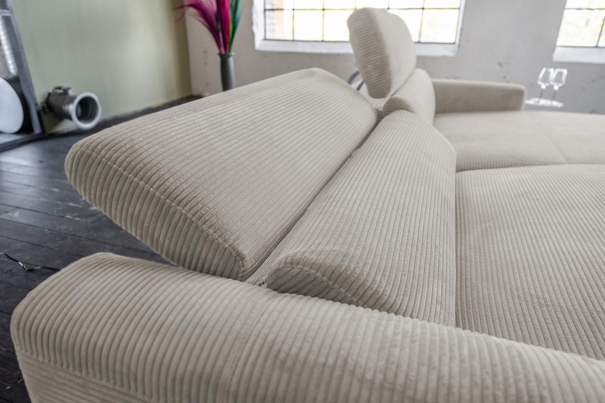 ECKSOFA LAISKA Steingrau Cord - Schwarz/Grau, Textil/Metall (282/177cm) - KAWOLA