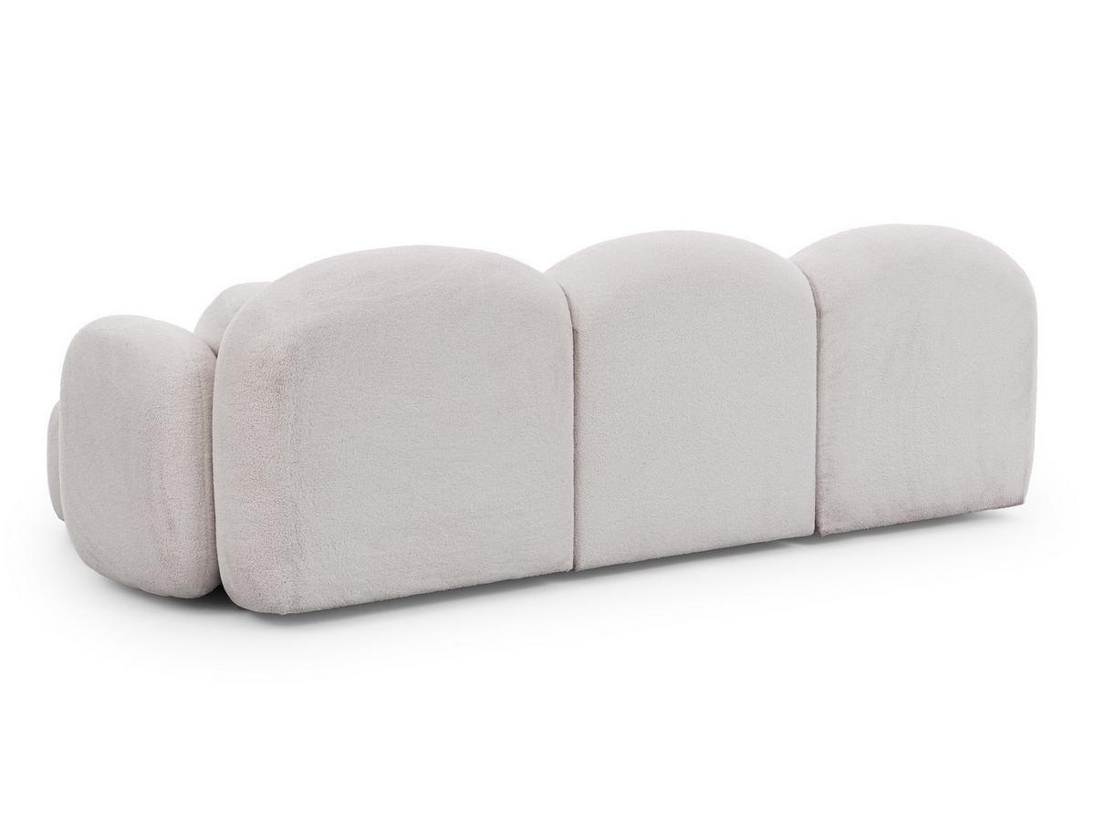 ECKSOFA Nuvola mit abgerundetem Design Schwarz Bouclé-Stoff - Ottomane Rechts - Schwarz/Weiß, Holz/Kunststoff (268/146cm) - S-Style