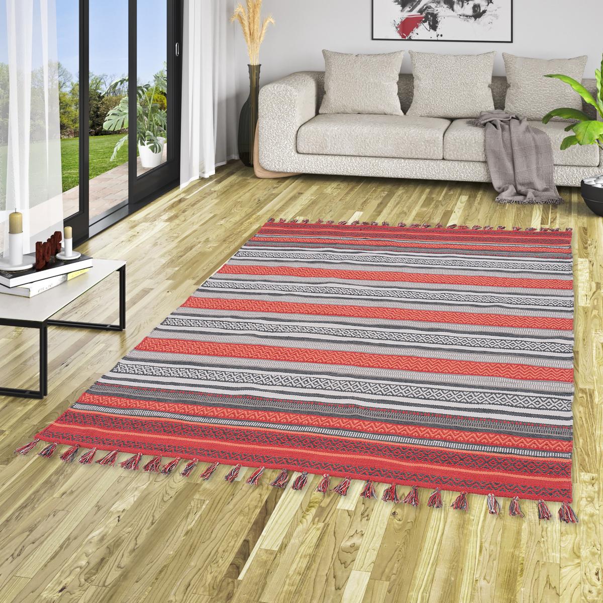 KELIM BAUMWOLLE NATUR TEPPICH GRACE - Rostfarben, Textil (200/290cm) - Pergamon