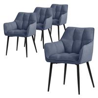 ESSZIMMERSTÜHLE 4ER-SET Blau Frotteestoff - Blau/Schwarz, Textil/Metall (63/90/57cm) - ML-DESIGN