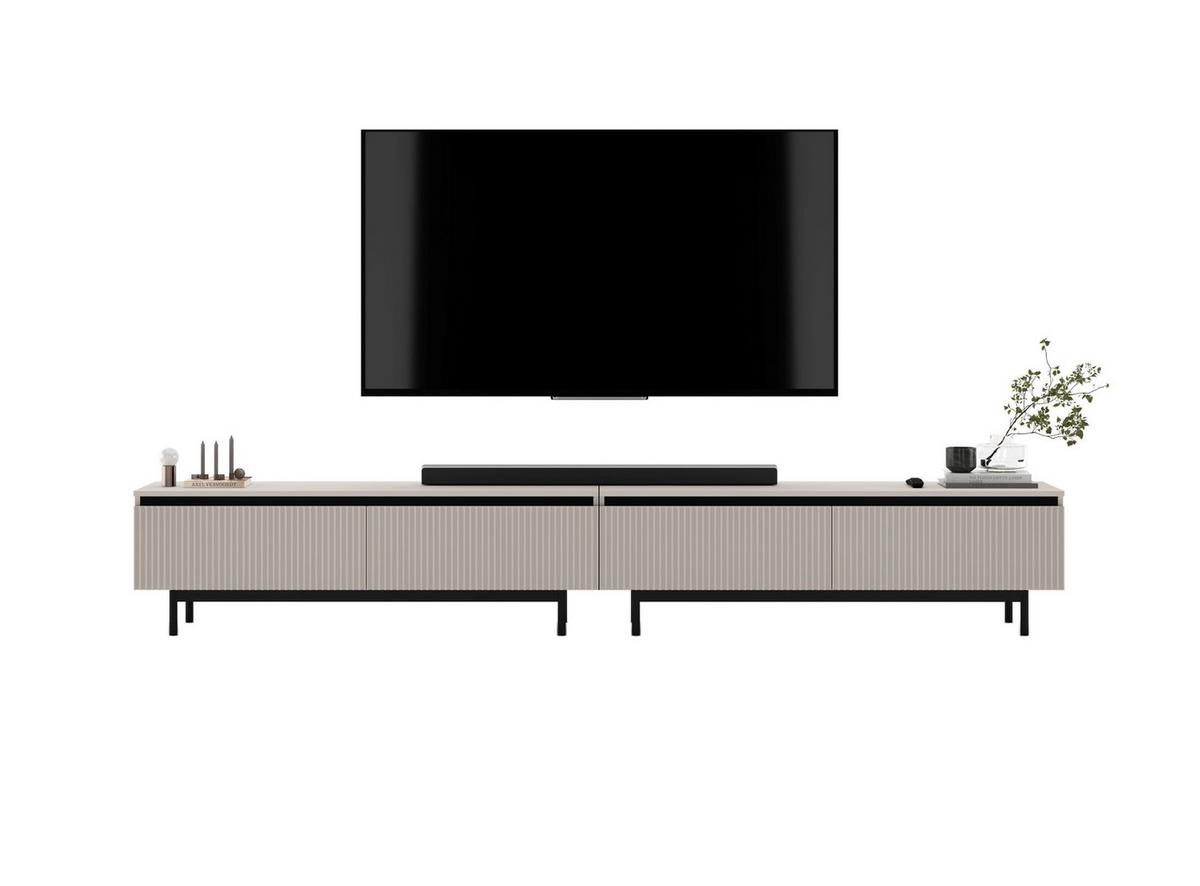 TV-LOWBOARD 2er-Set Selene Kaschmir matt 280 cm mit Metallrahmen - Kaschmir/Schwarz, Holzwerkstoff/Metall (280/44/35cm) - Meble Lindner