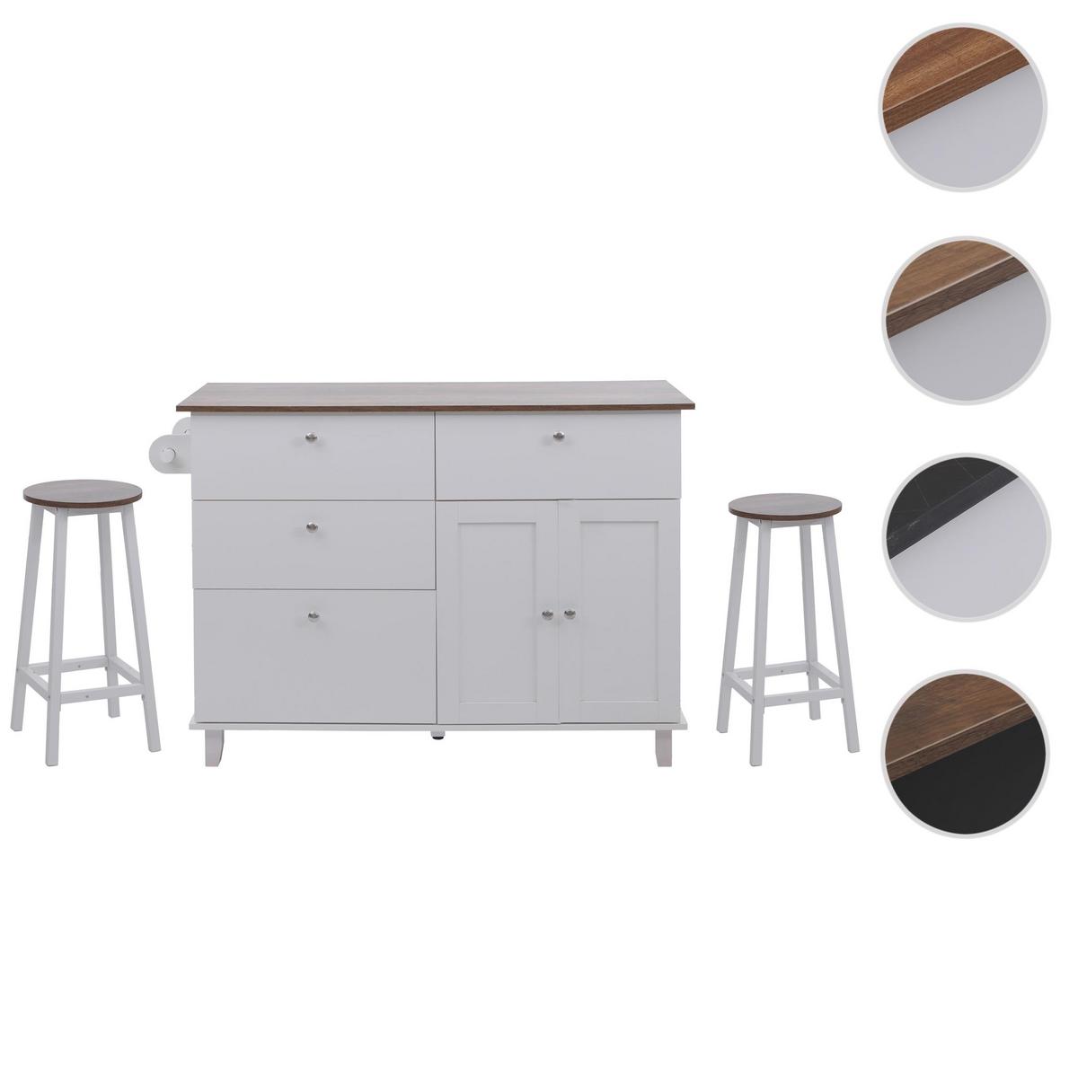 KÜCHENINSEL Weiß, Braun - Weiß/Braun, Holz (131/90/47cm) - MCW