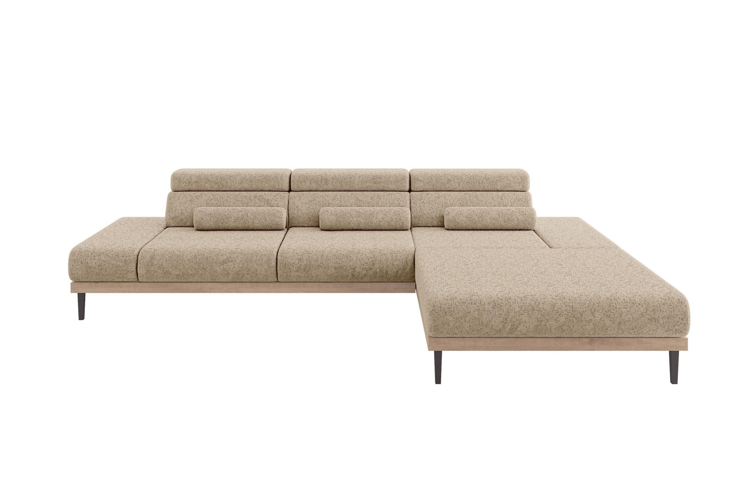 ELEKTRISCHES ECKSOFA Rechts MONA 316x205x85 Braun Velours - Braun, Holzwerkstoff/Textil (316/205cm) - ALTDECOR