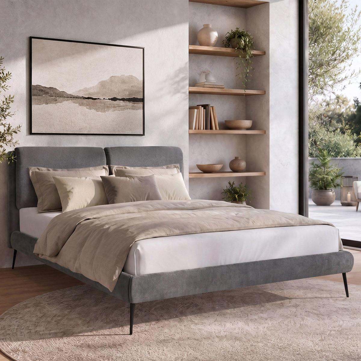 POLSTERBETT Nuit, Doppelbett 160x200 cm mit Taschenfedernmatratze 26 cm, Chenille-Stoff, Dunkelgrau - Dunkelgrau, Textil (160/200cm) - Beautysofa