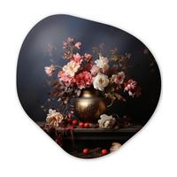 WANDBILD Stilleben - Blumen - Rosen - Blumenstrauß - Vase Room Decor 90x90 cm - Dunkelbraun, Kunststoff (90/90cm) - MuchoWow