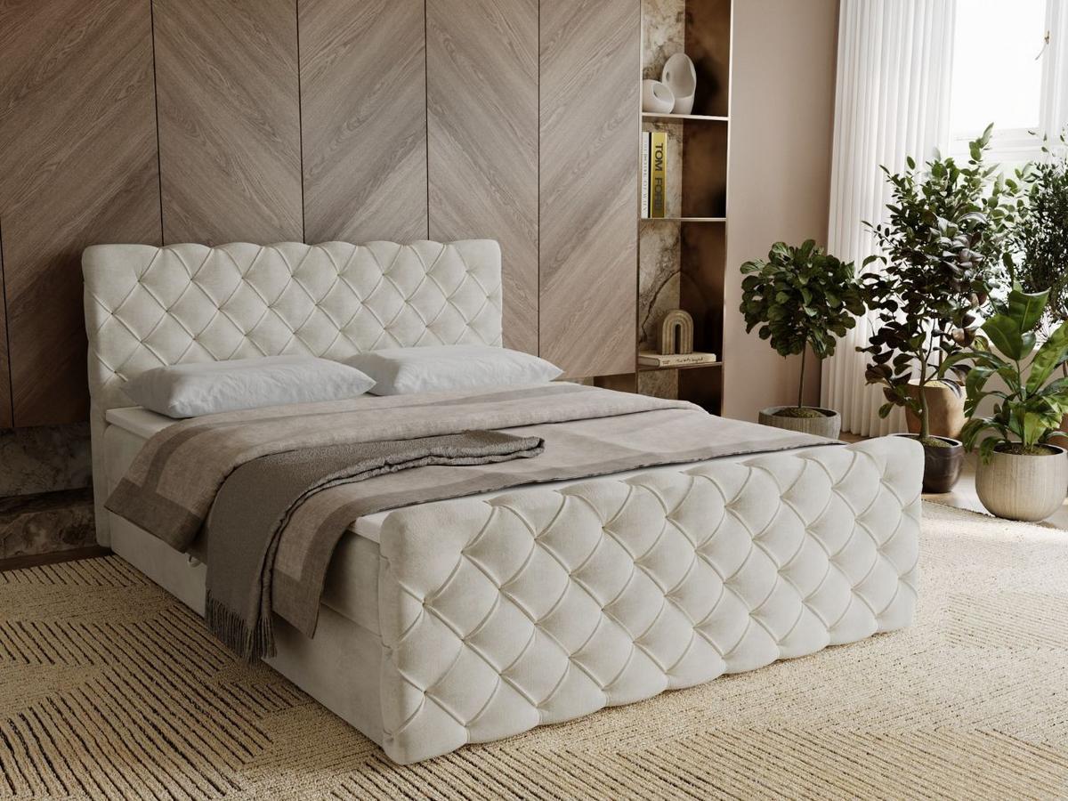 BOXBETT Lunaris 140x200 Creme - Creme, Holz/Textil (140/200cm) - Graingold