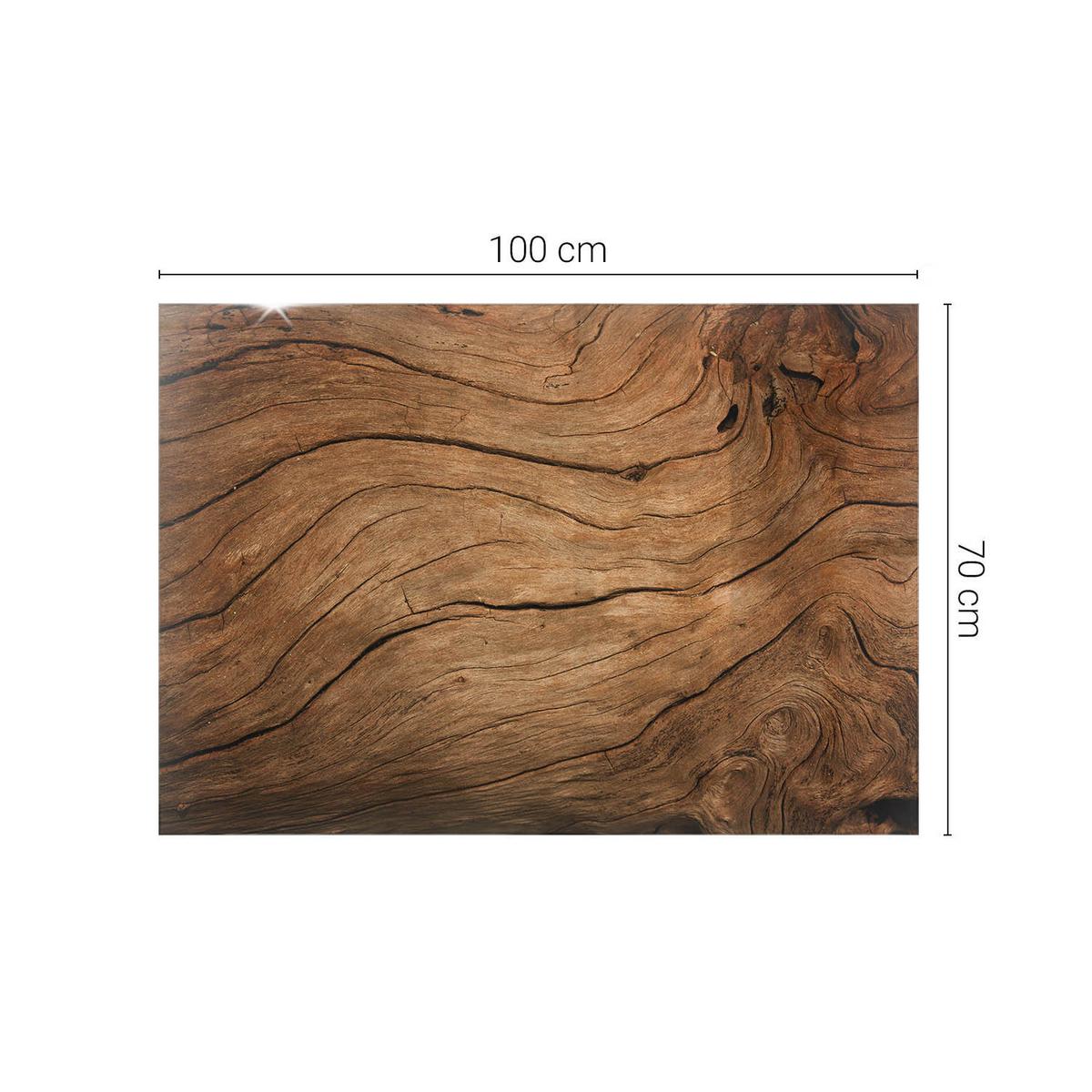 TISCHPLATTE 100x70 cm Natürliche Holzmaserung - Braun, Glas (0.4/100/70cm) - TULUP