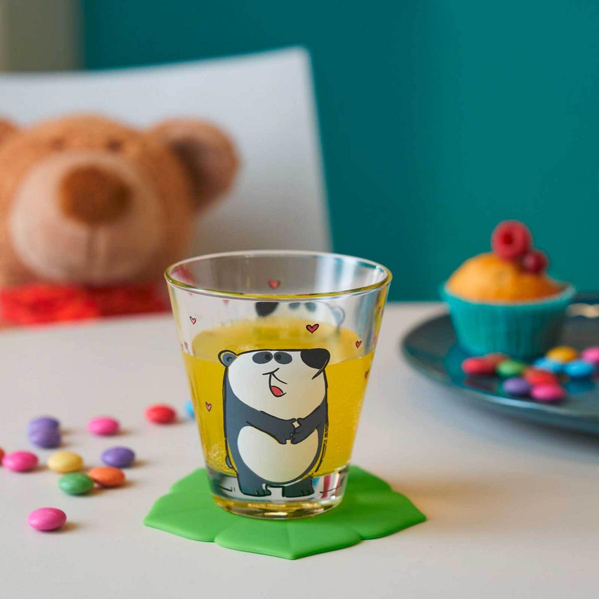 KINDERBECHER Bambini Panda 215 ml 6er Set - Schwarz/Weiß, Glas (0.215L) - Leonardo Living